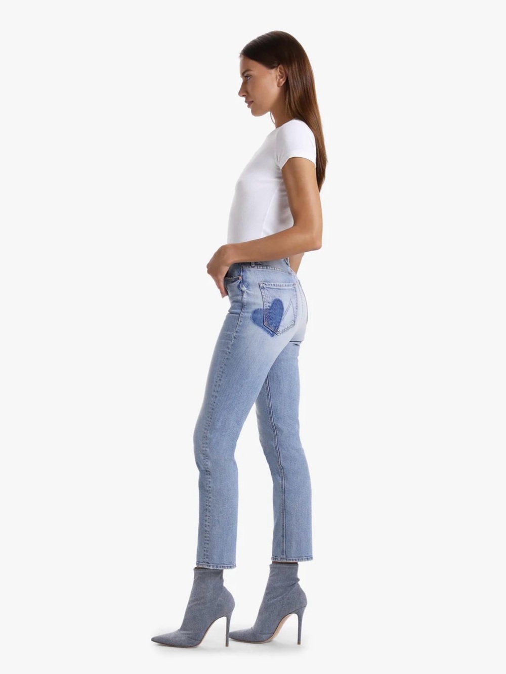 MOTHER The Button Fly Dazzler Ankle in I Confess Straight Jeans